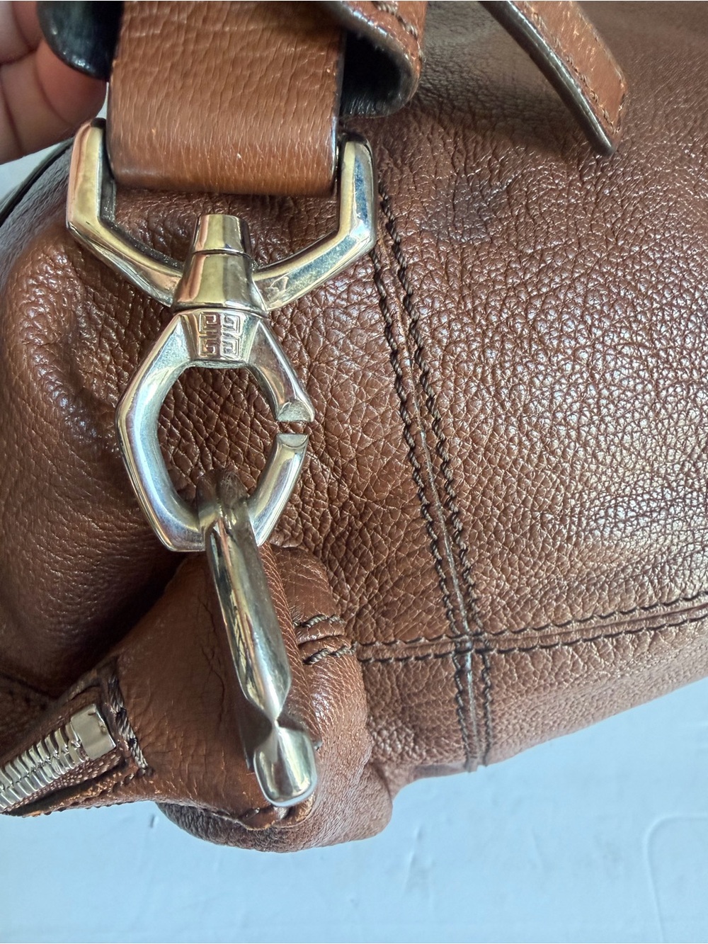 Givenchy Brown Leather Satchel with Gold-Tone Hardware - Picture 4 of 15